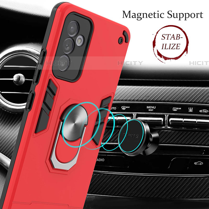 Custodia Silicone e Plastica Opaca Cover con Magnetico Anello Supporto Y01B per Samsung Galaxy A24 4G