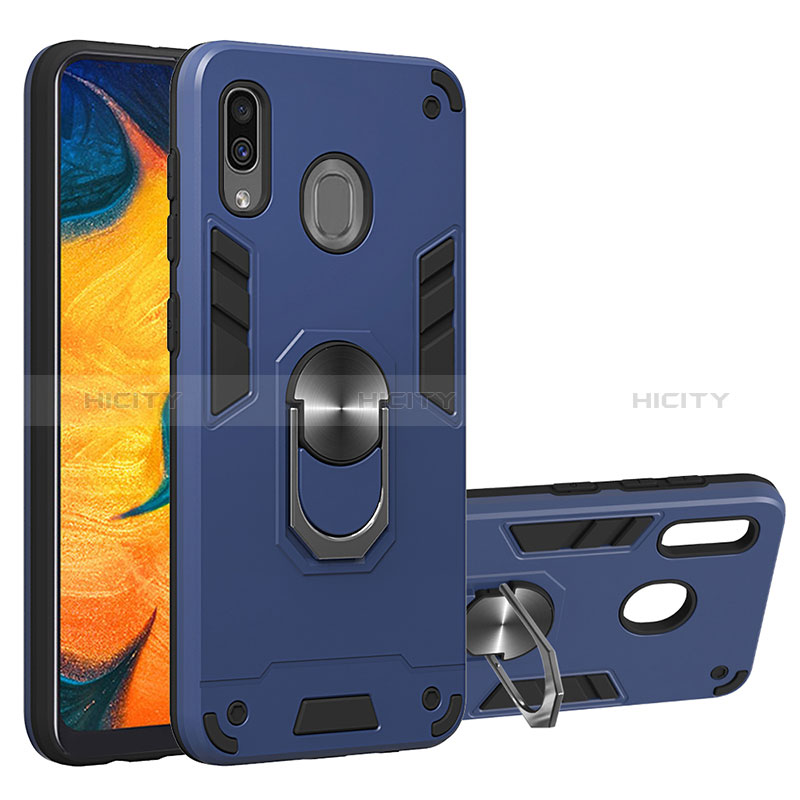 Custodia Silicone e Plastica Opaca Cover con Magnetico Anello Supporto Y01B per Samsung Galaxy A30