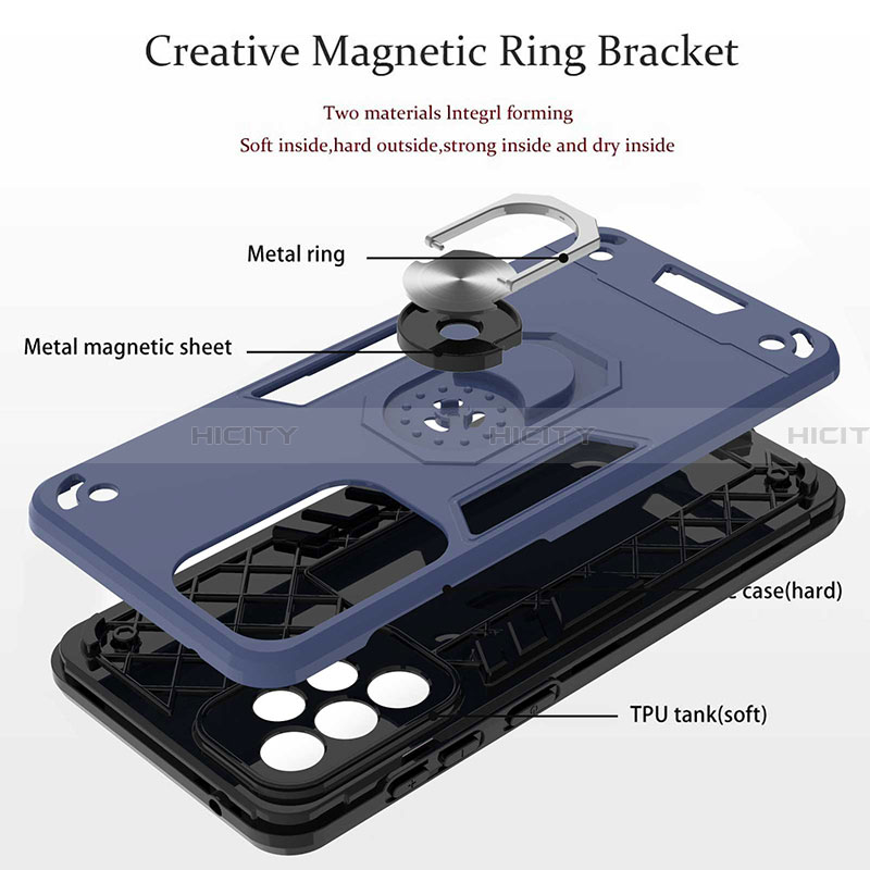 Custodia Silicone e Plastica Opaca Cover con Magnetico Anello Supporto Y01B per Samsung Galaxy A33 5G