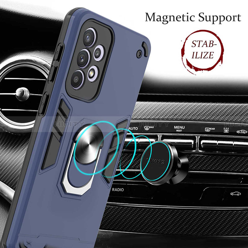 Custodia Silicone e Plastica Opaca Cover con Magnetico Anello Supporto Y01B per Samsung Galaxy A33 5G