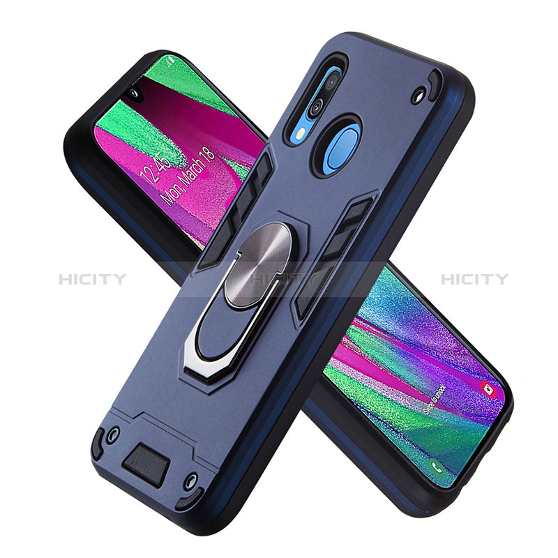 Custodia Silicone e Plastica Opaca Cover con Magnetico Anello Supporto Y01B per Samsung Galaxy A40