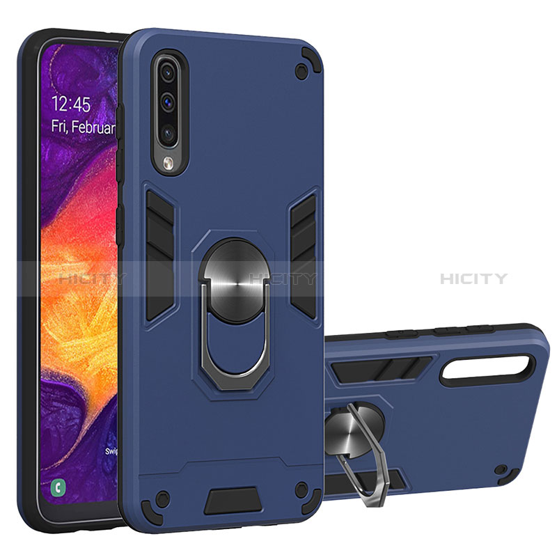 Custodia Silicone e Plastica Opaca Cover con Magnetico Anello Supporto Y01B per Samsung Galaxy A50