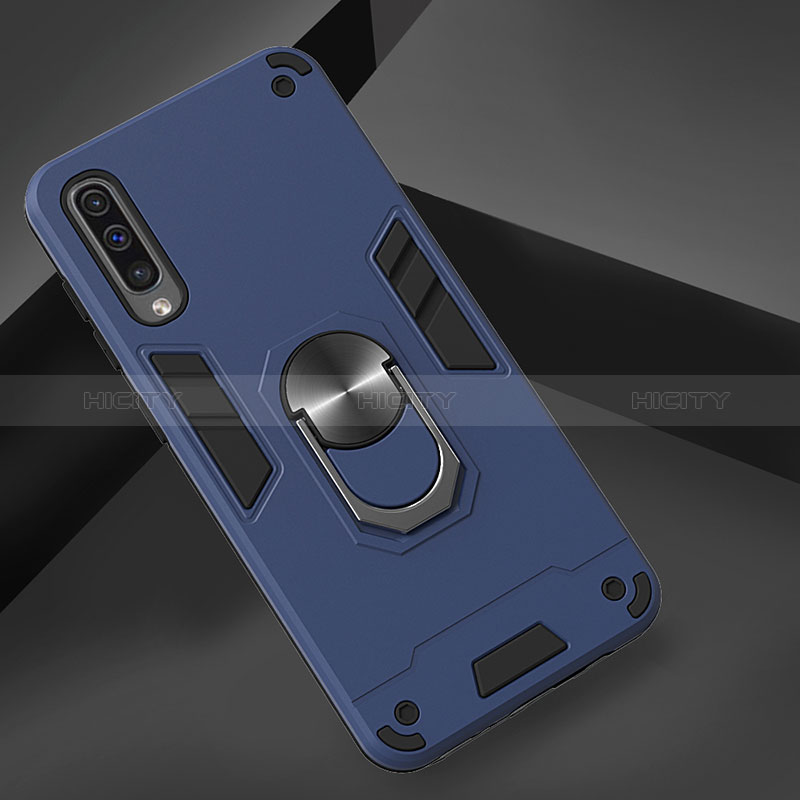 Custodia Silicone e Plastica Opaca Cover con Magnetico Anello Supporto Y01B per Samsung Galaxy A50S