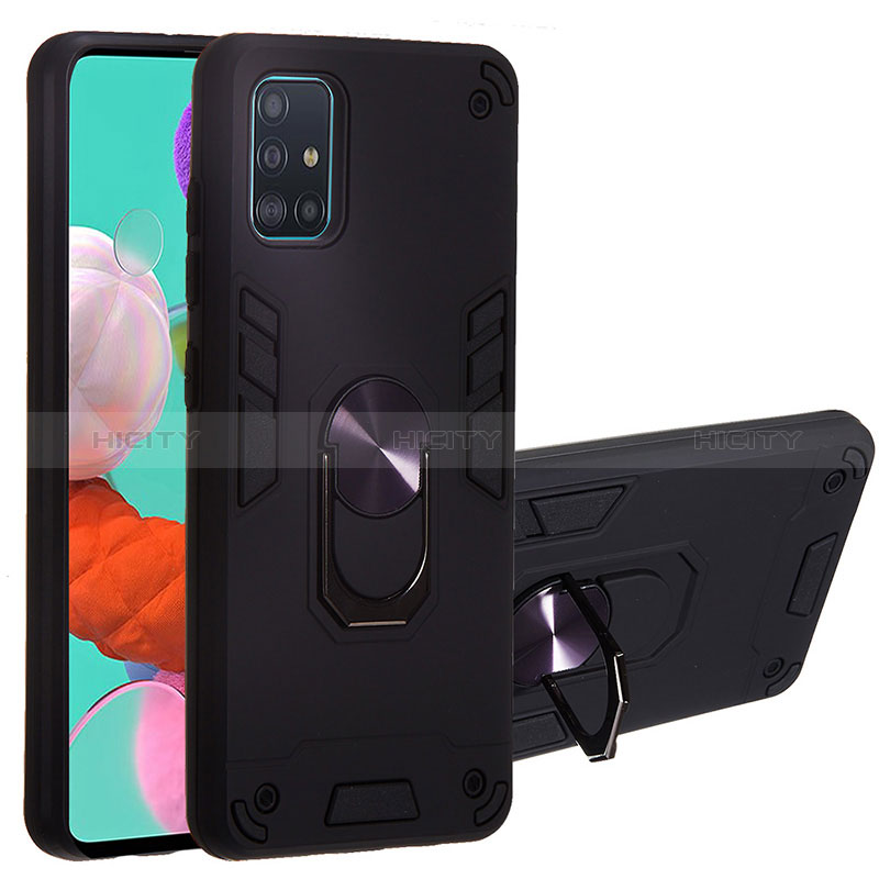 Custodia Silicone e Plastica Opaca Cover con Magnetico Anello Supporto Y01B per Samsung Galaxy A51 5G