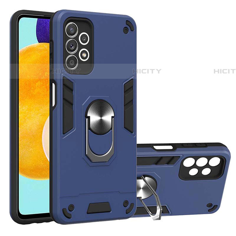 Custodia Silicone e Plastica Opaca Cover con Magnetico Anello Supporto Y01B per Samsung Galaxy A52 5G