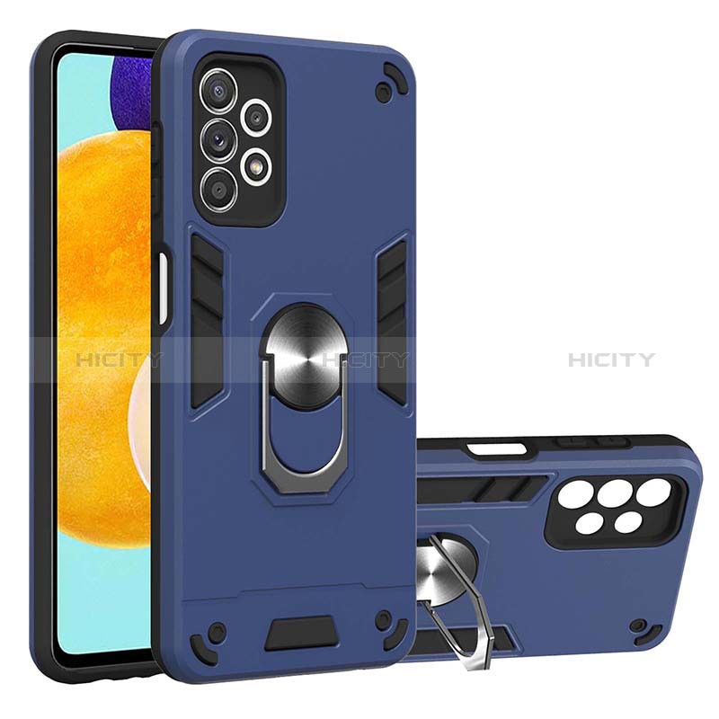 Custodia Silicone e Plastica Opaca Cover con Magnetico Anello Supporto Y01B per Samsung Galaxy A52s 5G