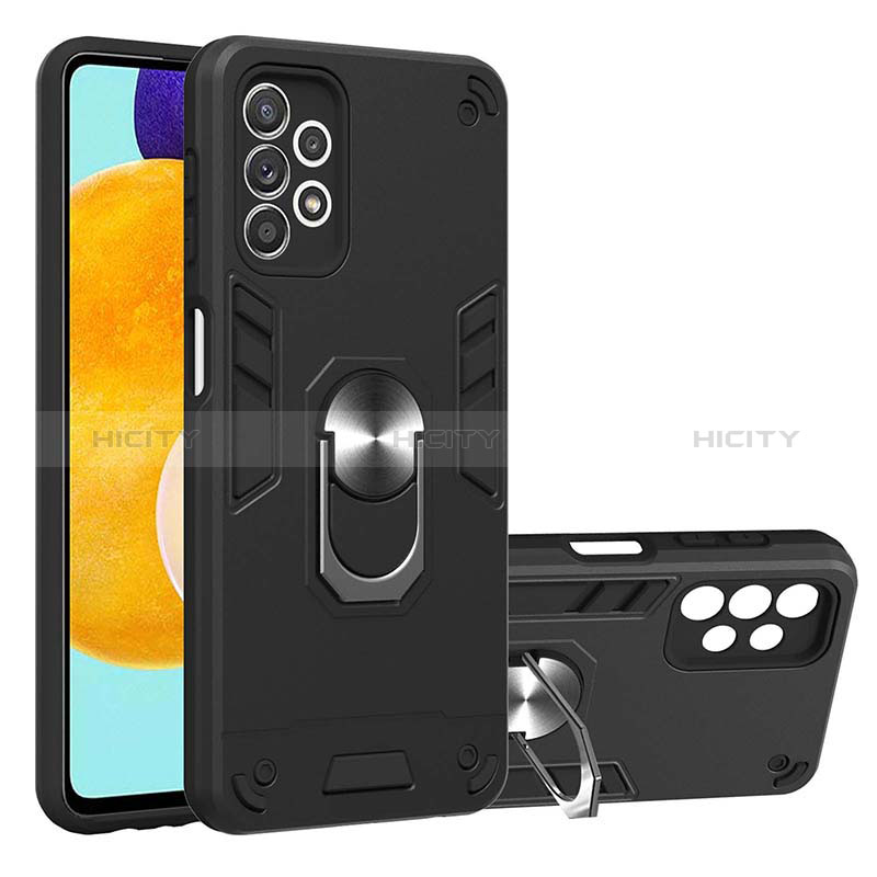 Custodia Silicone e Plastica Opaca Cover con Magnetico Anello Supporto Y01B per Samsung Galaxy A52s 5G