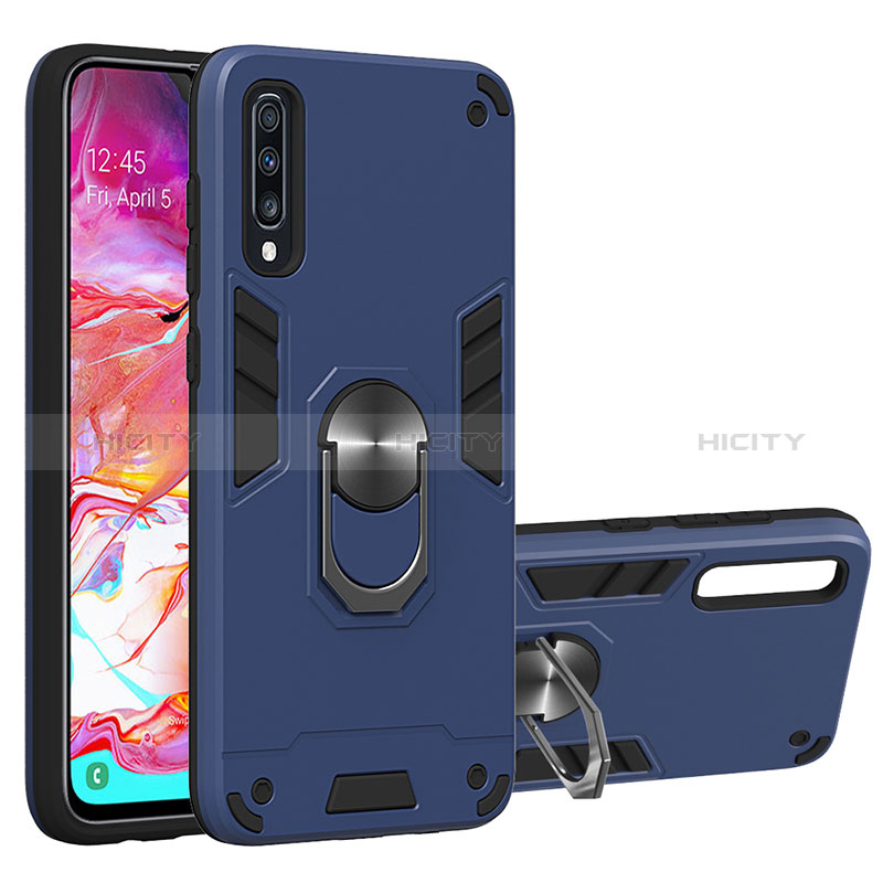 Custodia Silicone e Plastica Opaca Cover con Magnetico Anello Supporto Y01B per Samsung Galaxy A70