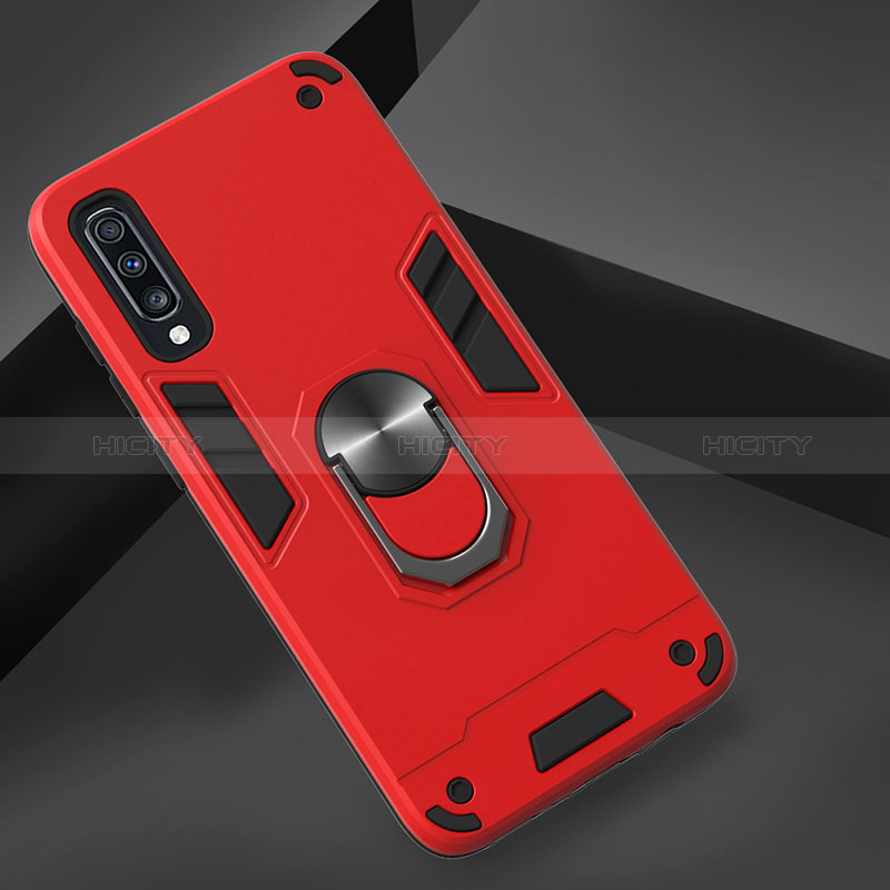 Custodia Silicone e Plastica Opaca Cover con Magnetico Anello Supporto Y01B per Samsung Galaxy A70