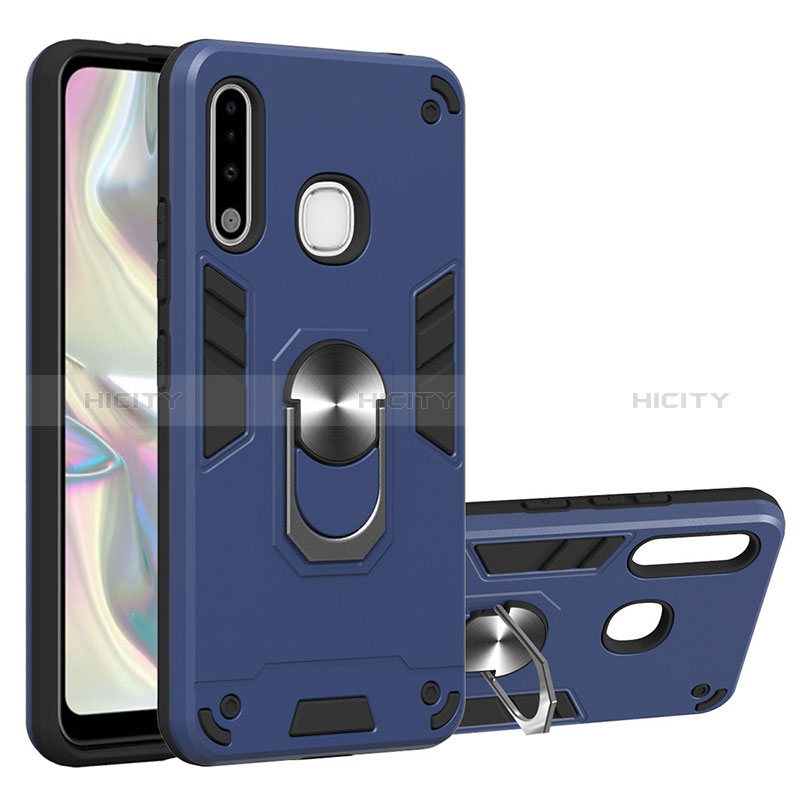 Custodia Silicone e Plastica Opaca Cover con Magnetico Anello Supporto Y01B per Samsung Galaxy A70E