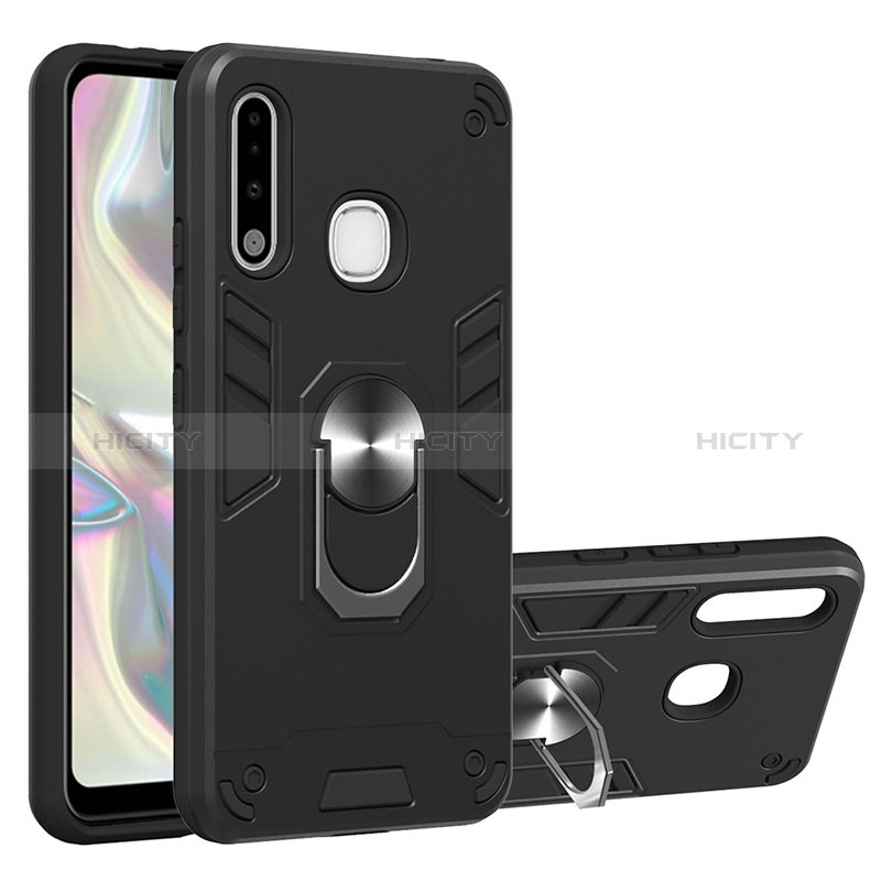 Custodia Silicone e Plastica Opaca Cover con Magnetico Anello Supporto Y01B per Samsung Galaxy A70E