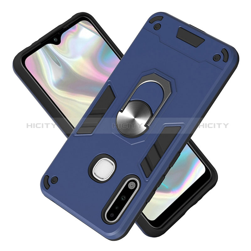 Custodia Silicone e Plastica Opaca Cover con Magnetico Anello Supporto Y01B per Samsung Galaxy A70E