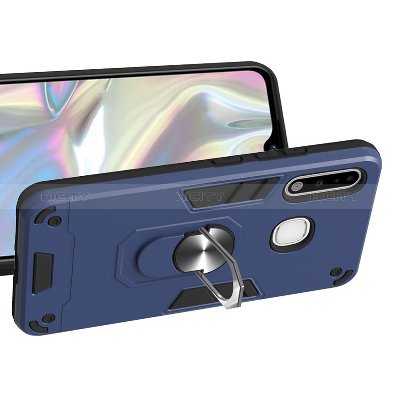 Custodia Silicone e Plastica Opaca Cover con Magnetico Anello Supporto Y01B per Samsung Galaxy A70E