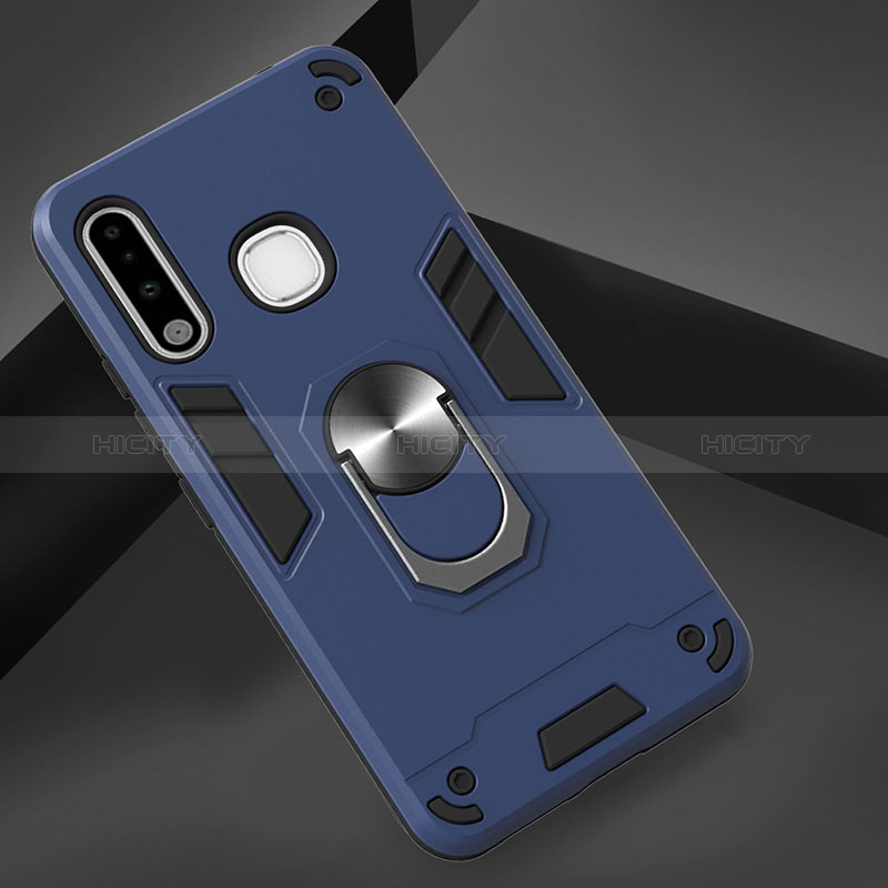 Custodia Silicone e Plastica Opaca Cover con Magnetico Anello Supporto Y01B per Samsung Galaxy A70E