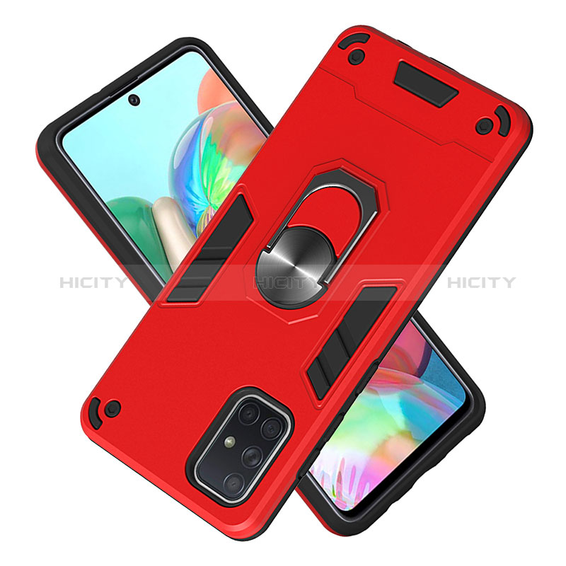 Custodia Silicone e Plastica Opaca Cover con Magnetico Anello Supporto Y01B per Samsung Galaxy A71 4G A715