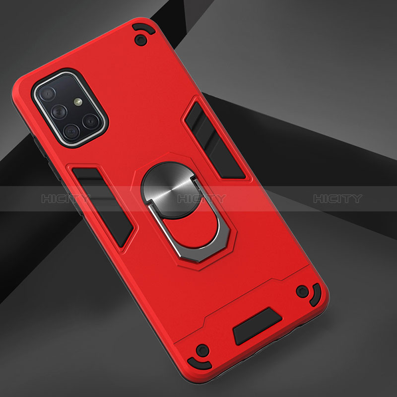 Custodia Silicone e Plastica Opaca Cover con Magnetico Anello Supporto Y01B per Samsung Galaxy A71 5G