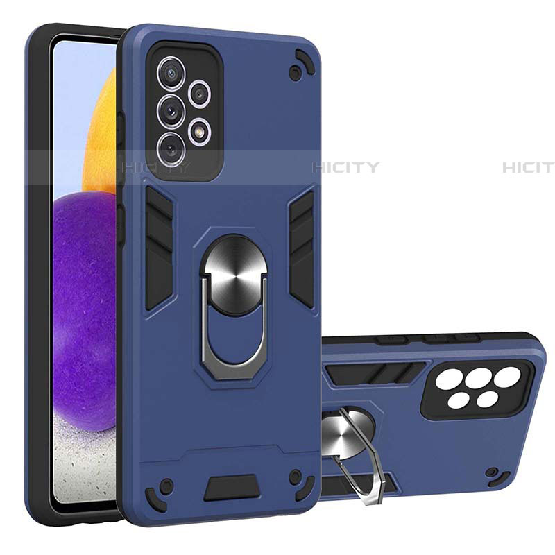 Custodia Silicone e Plastica Opaca Cover con Magnetico Anello Supporto Y01B per Samsung Galaxy A72 5G