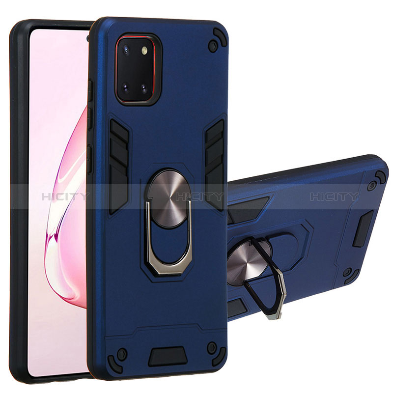 Custodia Silicone e Plastica Opaca Cover con Magnetico Anello Supporto Y01B per Samsung Galaxy A81