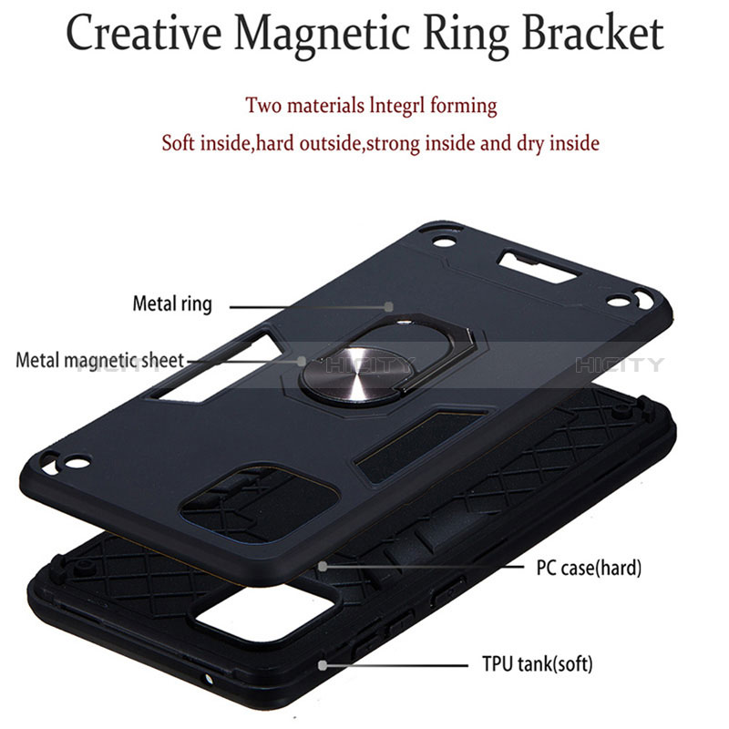 Custodia Silicone e Plastica Opaca Cover con Magnetico Anello Supporto Y01B per Samsung Galaxy A81