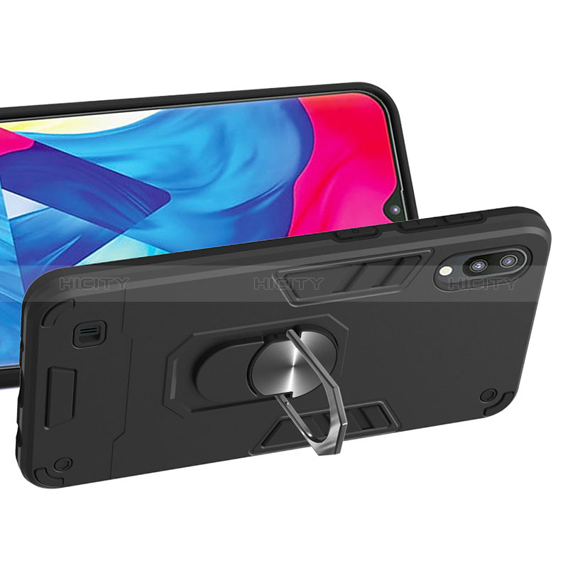 Custodia Silicone e Plastica Opaca Cover con Magnetico Anello Supporto Y01B per Samsung Galaxy M10