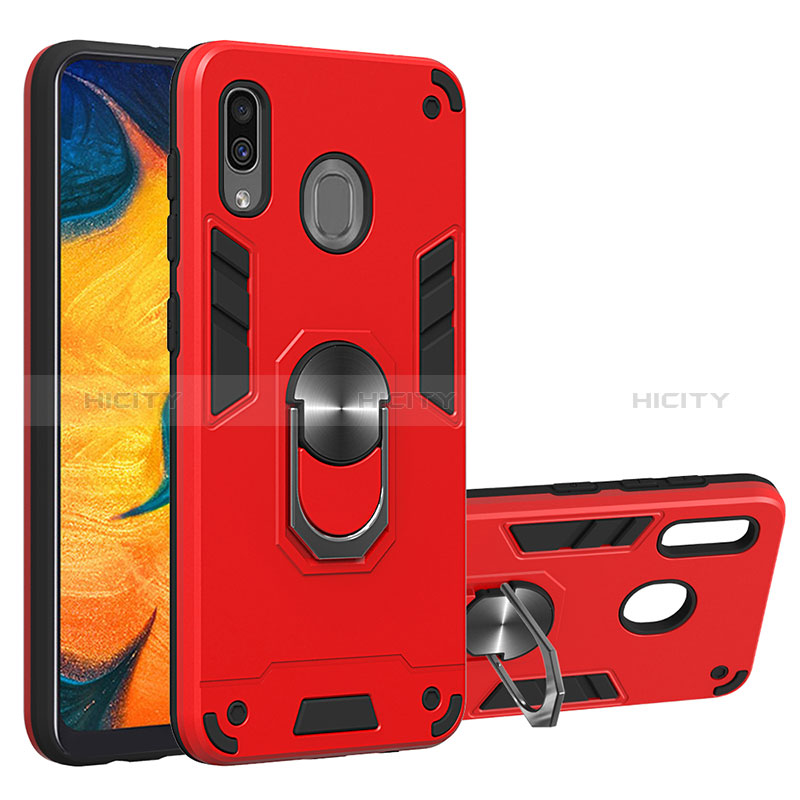 Custodia Silicone e Plastica Opaca Cover con Magnetico Anello Supporto Y01B per Samsung Galaxy M10S