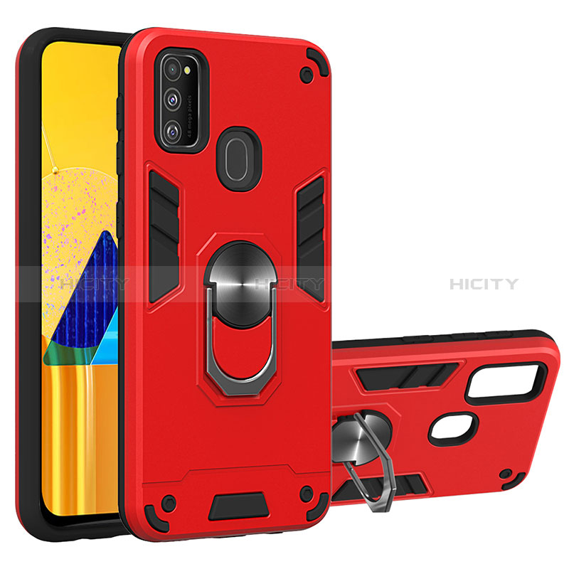 Custodia Silicone e Plastica Opaca Cover con Magnetico Anello Supporto Y01B per Samsung Galaxy M21