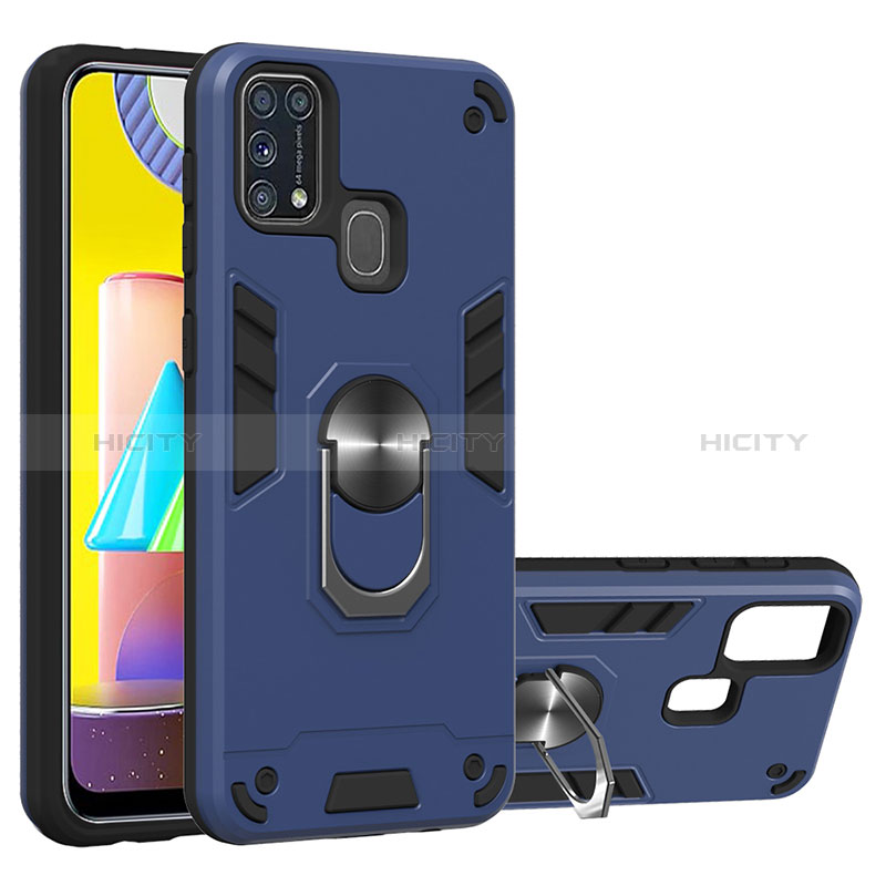 Custodia Silicone e Plastica Opaca Cover con Magnetico Anello Supporto Y01B per Samsung Galaxy M31