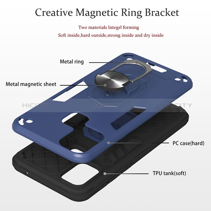 Custodia Silicone e Plastica Opaca Cover con Magnetico Anello Supporto Y01B per Samsung Galaxy M31 Prime Edition