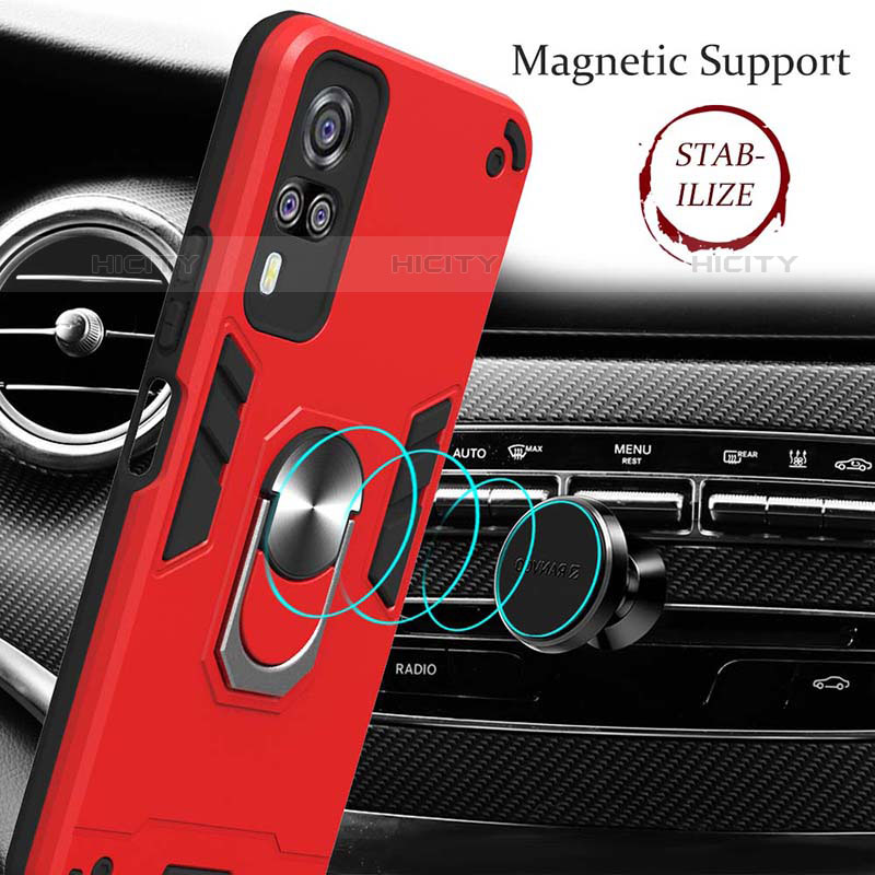 Custodia Silicone e Plastica Opaca Cover con Magnetico Anello Supporto Y01B per Vivo Y51A