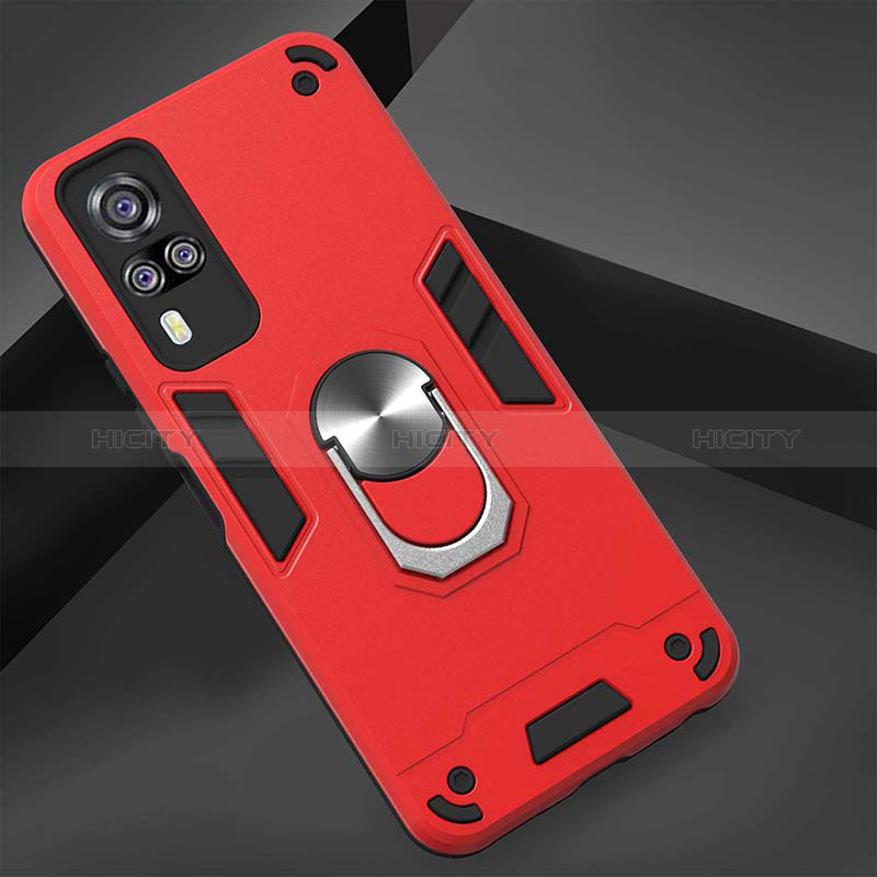 Custodia Silicone e Plastica Opaca Cover con Magnetico Anello Supporto Y01B per Vivo Y53s 4G