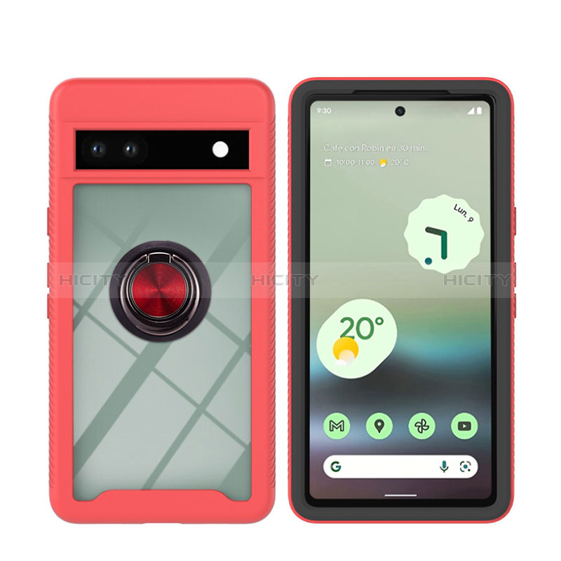 Custodia Silicone e Plastica Opaca Cover con Magnetico Anello Supporto YB1 per Google Pixel 7a 5G