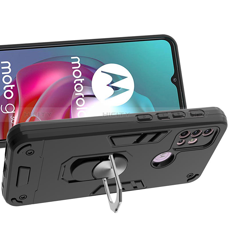 Custodia Silicone e Plastica Opaca Cover con Magnetico Anello Supporto YB1 per Motorola Moto G20