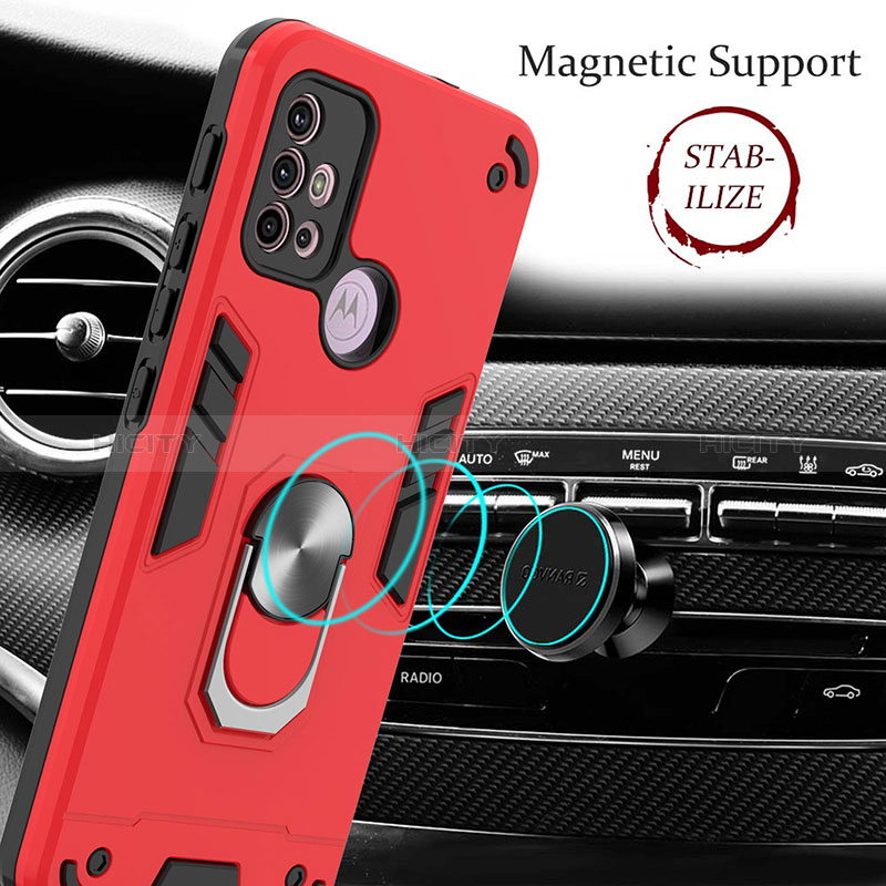 Custodia Silicone e Plastica Opaca Cover con Magnetico Anello Supporto YB1 per Motorola Moto G20