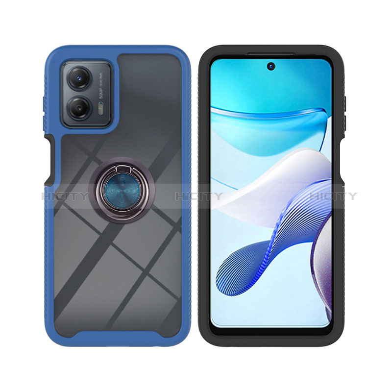 Custodia Silicone e Plastica Opaca Cover con Magnetico Anello Supporto YB1 per Motorola Moto G53 5G