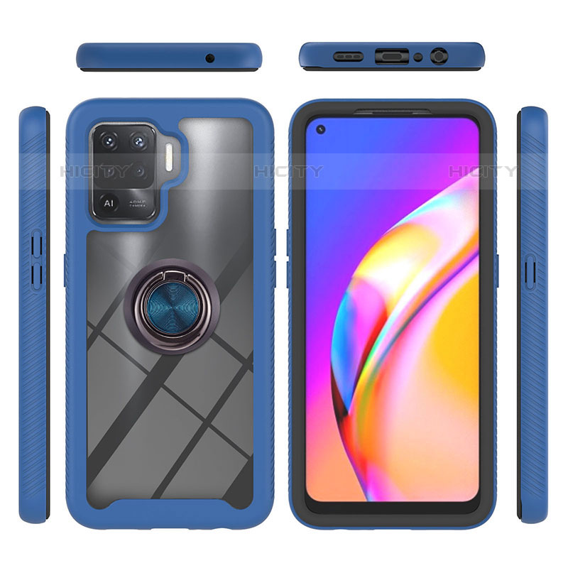 Custodia Silicone e Plastica Opaca Cover con Magnetico Anello Supporto YB1 per Oppo Reno5 F