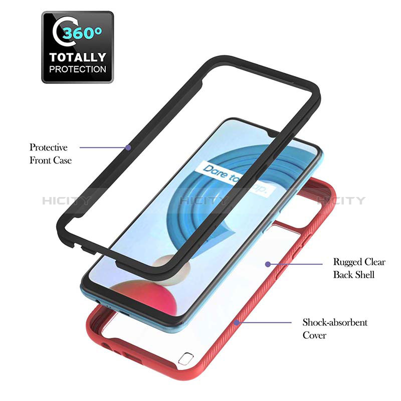 Custodia Silicone e Plastica Opaca Cover con Magnetico Anello Supporto YB1 per Realme C21Y