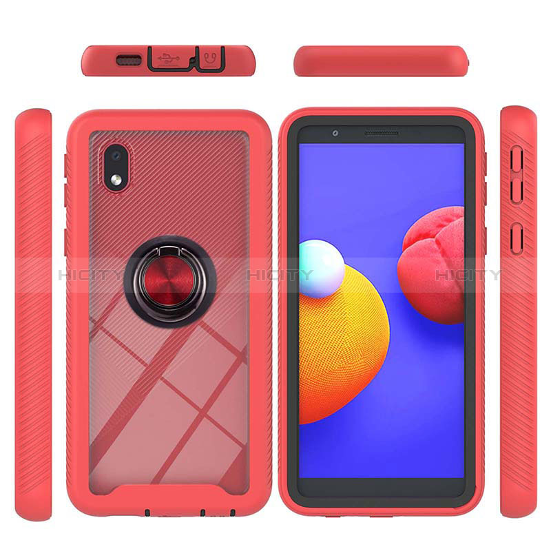 Custodia Silicone e Plastica Opaca Cover con Magnetico Anello Supporto YB1 per Samsung Galaxy M01 Core