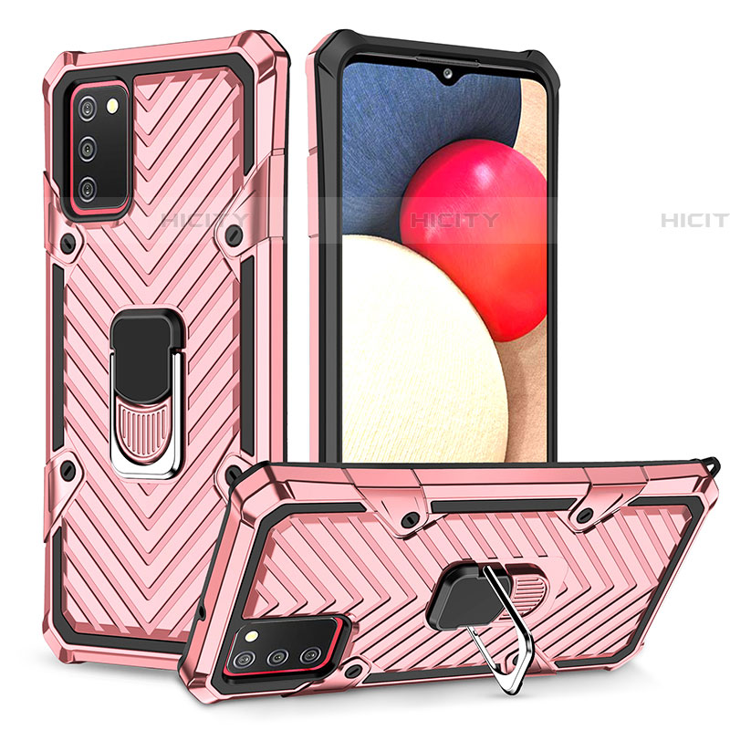 Custodia Silicone e Plastica Opaca Cover con Magnetico Anello Supporto YF1 per Samsung Galaxy A03s