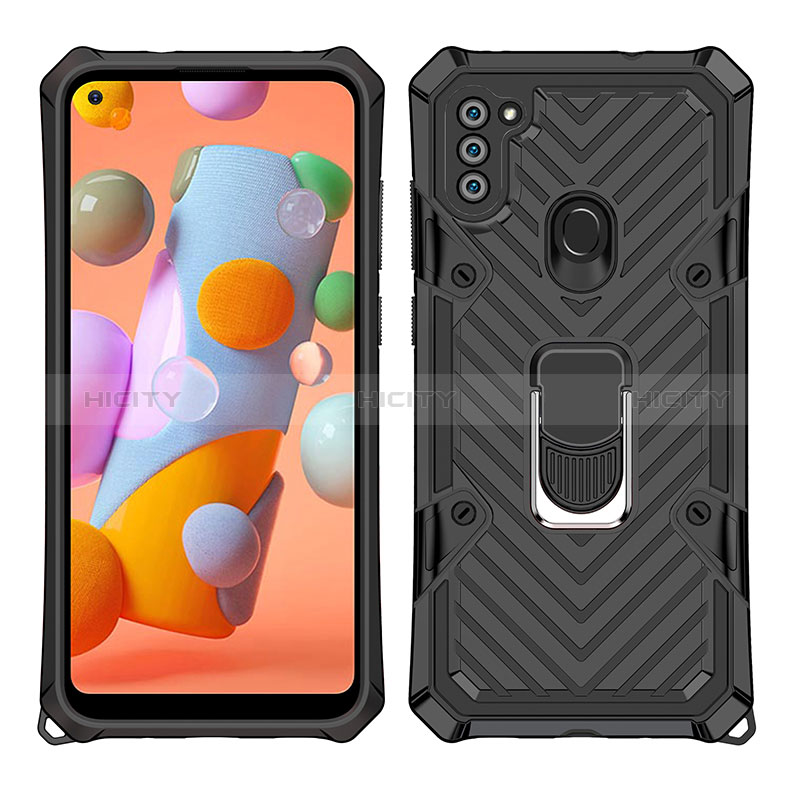 Custodia Silicone e Plastica Opaca Cover con Magnetico Anello Supporto YF1 per Samsung Galaxy A11