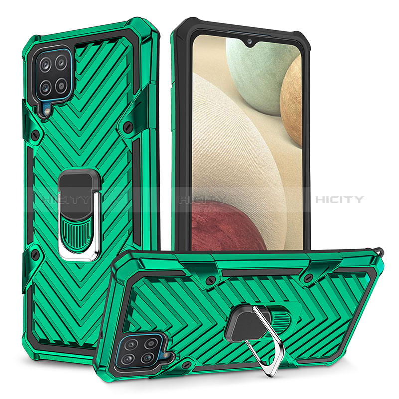 Custodia Silicone e Plastica Opaca Cover con Magnetico Anello Supporto YF1 per Samsung Galaxy A12 5G Verde