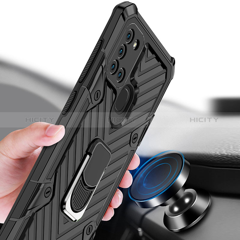 Custodia Silicone e Plastica Opaca Cover con Magnetico Anello Supporto YF1 per Samsung Galaxy A21s