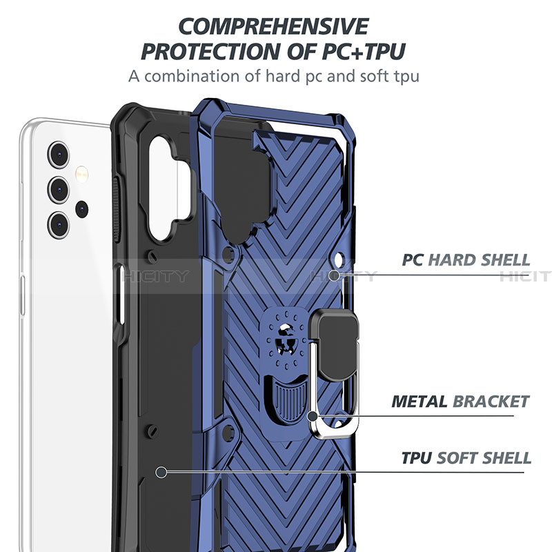 Custodia Silicone e Plastica Opaca Cover con Magnetico Anello Supporto YF1 per Samsung Galaxy A32 4G