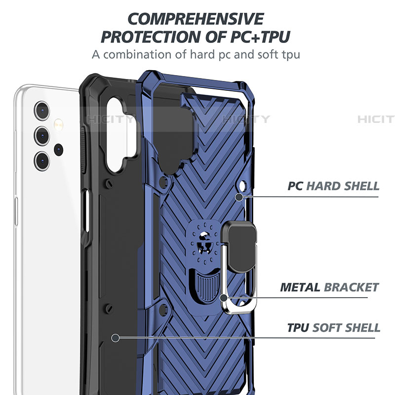 Custodia Silicone e Plastica Opaca Cover con Magnetico Anello Supporto YF1 per Samsung Galaxy A32 5G