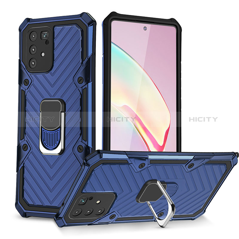 Custodia Silicone e Plastica Opaca Cover con Magnetico Anello Supporto YF1 per Samsung Galaxy A91