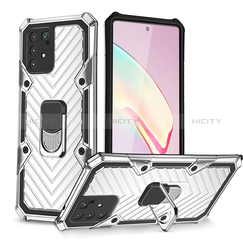 Custodia Silicone e Plastica Opaca Cover con Magnetico Anello Supporto YF1 per Samsung Galaxy A91