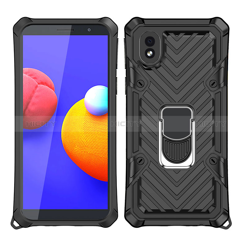 Custodia Silicone e Plastica Opaca Cover con Magnetico Anello Supporto YF1 per Samsung Galaxy M01 Core