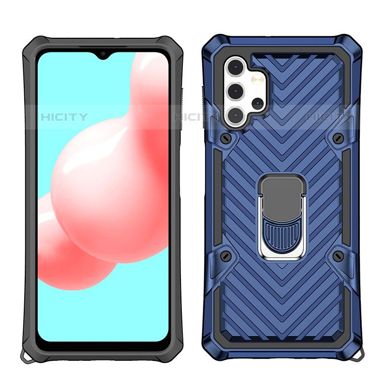 Custodia Silicone e Plastica Opaca Cover con Magnetico Anello Supporto YF1 per Samsung Galaxy M32 5G