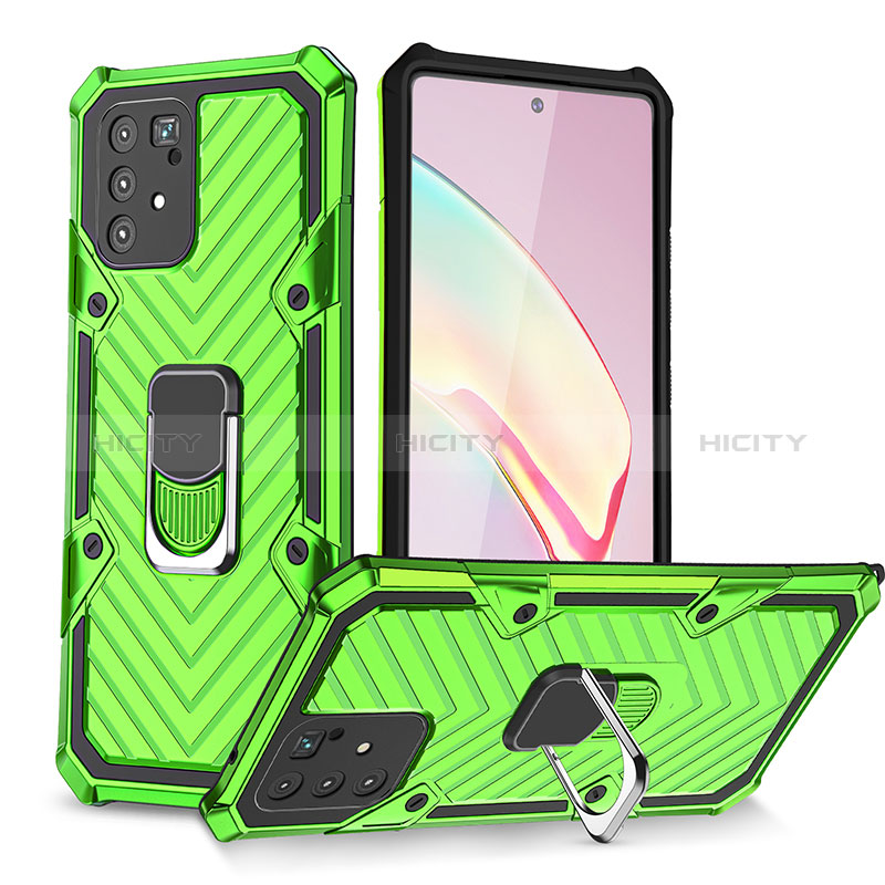 Custodia Silicone e Plastica Opaca Cover con Magnetico Anello Supporto YF1 per Samsung Galaxy M80S Verde Pastello