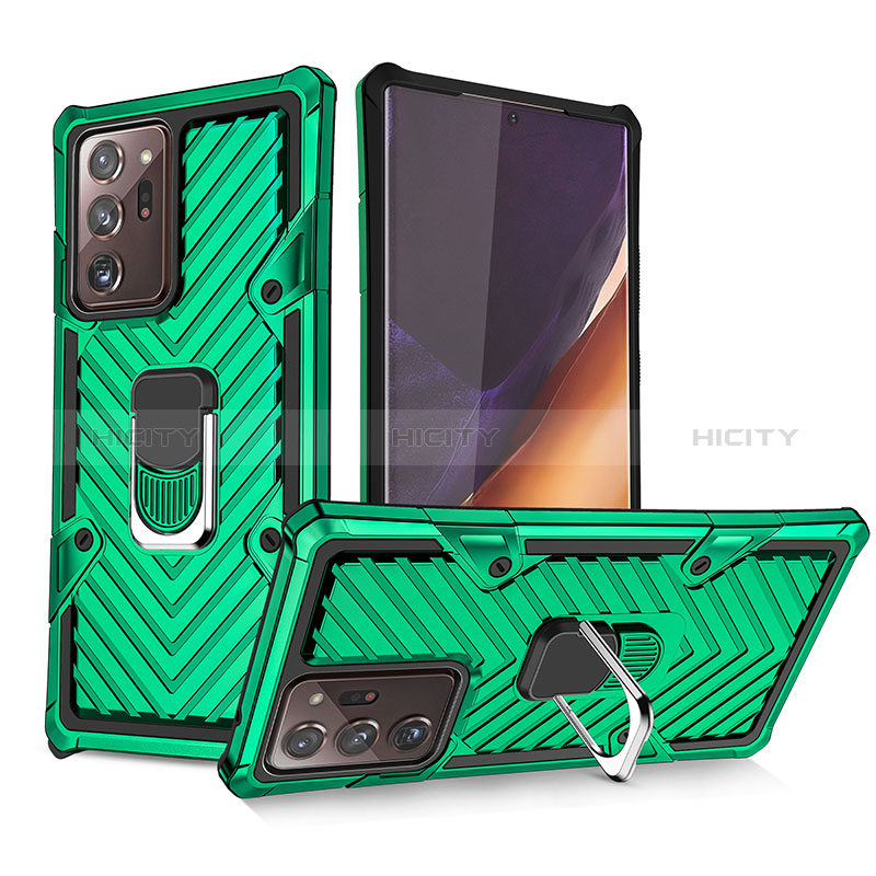 Custodia Silicone e Plastica Opaca Cover con Magnetico Anello Supporto YF1 per Samsung Galaxy Note 20 Ultra 5G Verde