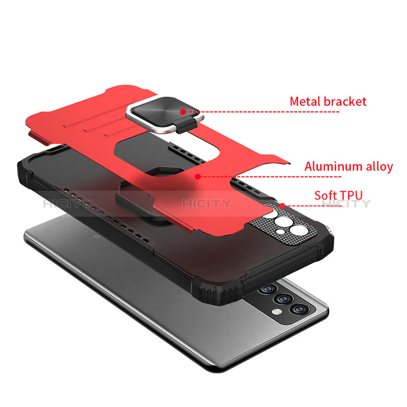 Custodia Silicone e Plastica Opaca Cover con Magnetico Anello Supporto ZJ1 per Samsung Galaxy A22s 5G
